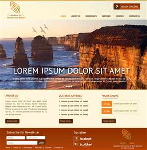 Journey of Spirit and Soul web design template. Spiritual services and courses and workshops