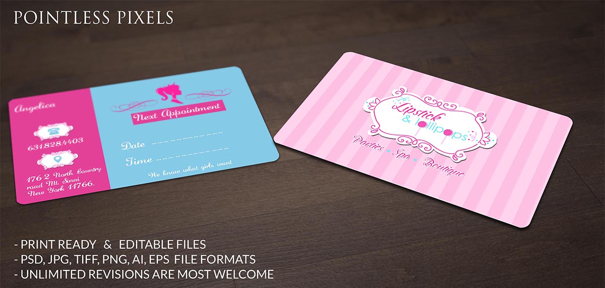 Visitenkarten-Design von Pointless Pixels India für Lipstick & Lollipops | Design #4966890