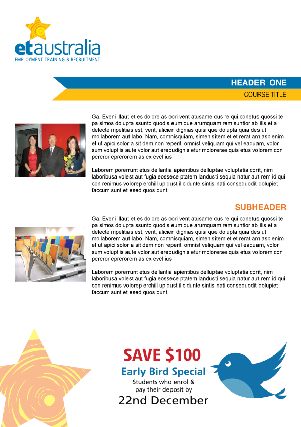 Flyer Design by BeMarketing for ET Australia | Design #4937374
