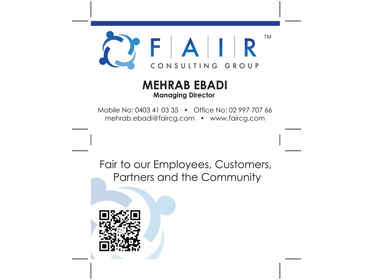Business Card Design by Paul conner for FAIR Consulting Group Pty Ltd. | Design #1387909