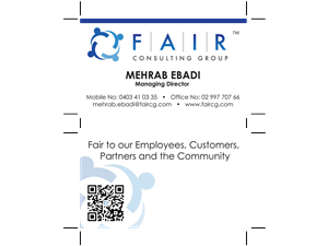 Business Card Design by Paul conner for FAIR Consulting Group Pty Ltd. | Design #1387909
