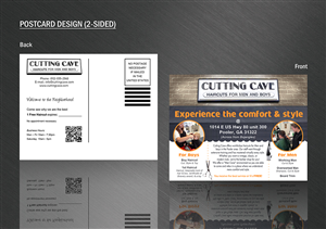 Postcard Design - New Movers - Men only haircuts  | Postcard Design by Memorylane