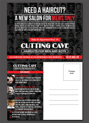 Postcard Design - New Movers - Men only haircuts  | Postcard Design by ravi_k5