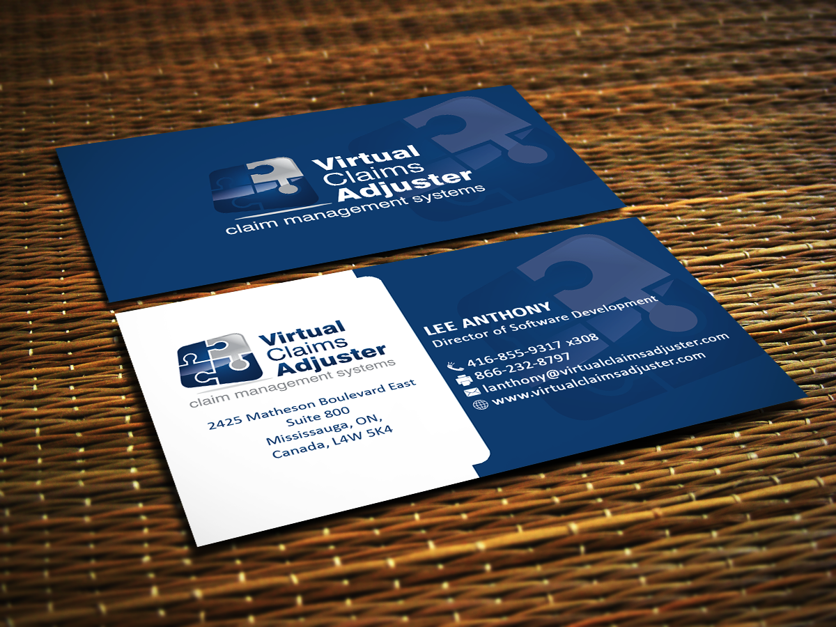 Business Card Design by Sajin for Virtual Claims Adjuster Inc. | Design #4971656