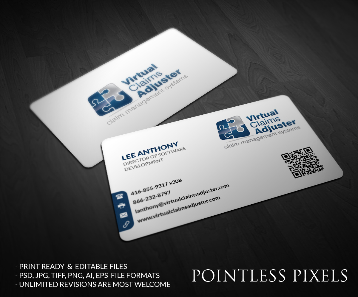 Business Card Design by Pointless Pixels India for Virtual Claims Adjuster Inc. | Design #4931262