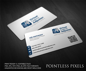 Business Card Design by Pointless Pixels India for Virtual Claims Adjuster Inc. | Design: #4931262
