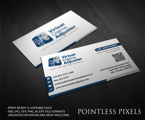 Business Card Design by Pointless Pixels India for Virtual Claims Adjuster Inc. | Design: #4931331