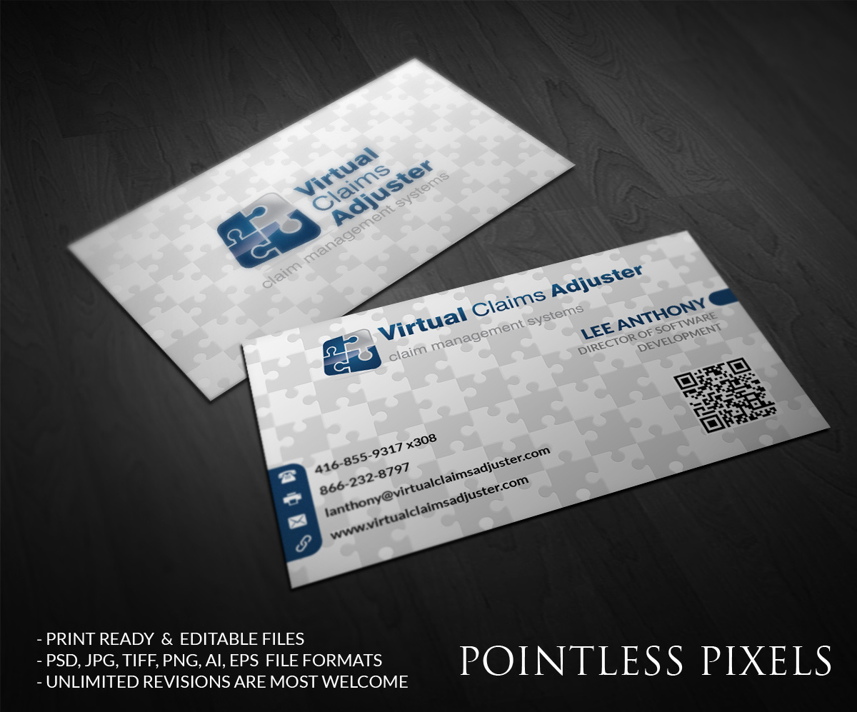 Business Card Design by Pointless Pixels India for Virtual Claims Adjuster Inc. | Design #4960698