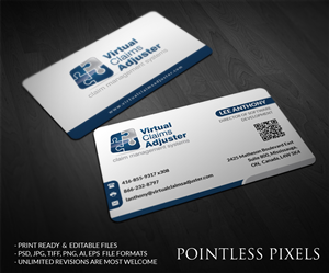 Business Card Design by Pointless Pixels India for Virtual Claims Adjuster Inc. | Design: #4989686