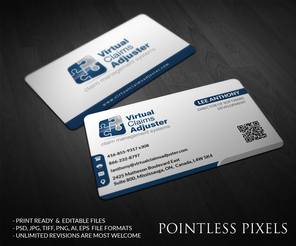 Business Card Design by Pointless Pixels India for Virtual Claims Adjuster Inc. | Design #4989712
