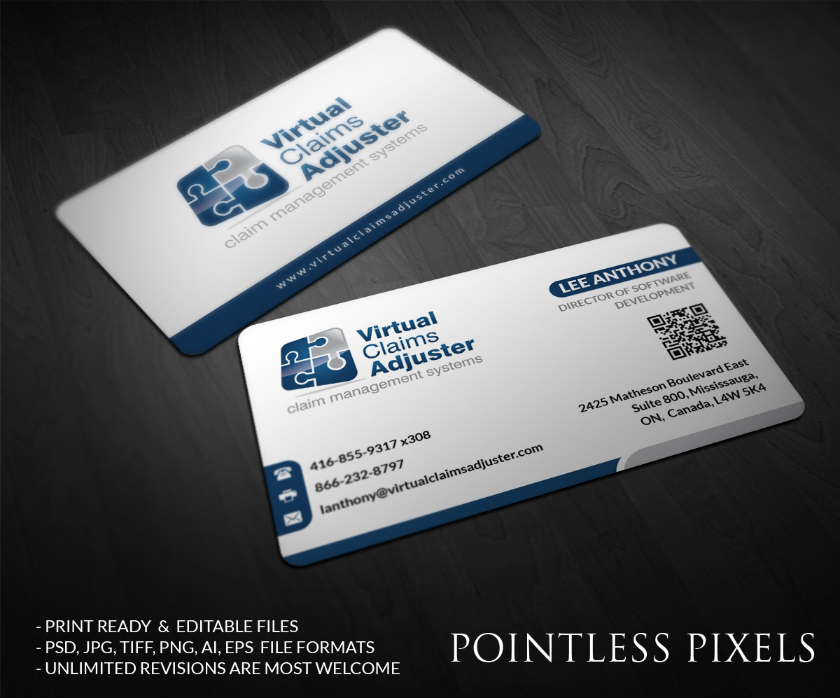 Business Card Design by Pointless Pixels India for Virtual Claims Adjuster Inc. | Design #4989723