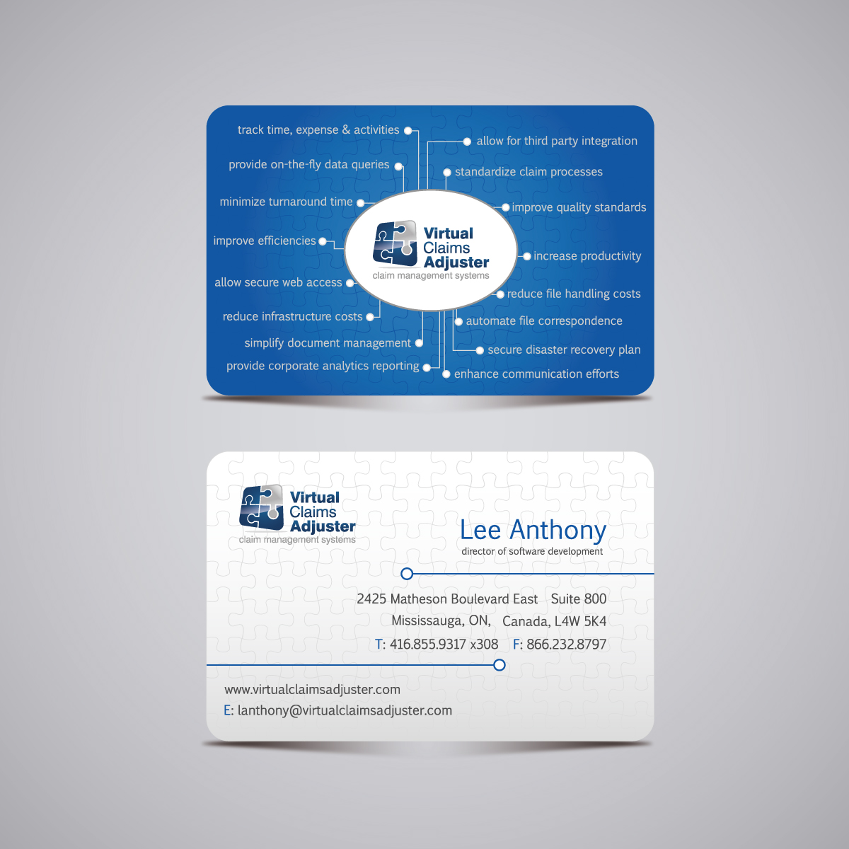 Business Card Design by Anastasia Kovsh for Virtual Claims Adjuster Inc. | Design #4974006