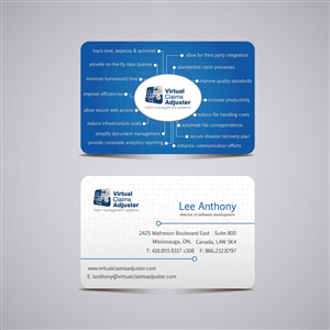 Business Card Design by Anastasia Kovsh for Virtual Claims Adjuster Inc. | Design: #4974006