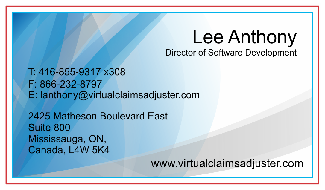 Business Card Design by amilee for Virtual Claims Adjuster Inc. | Design #4937807