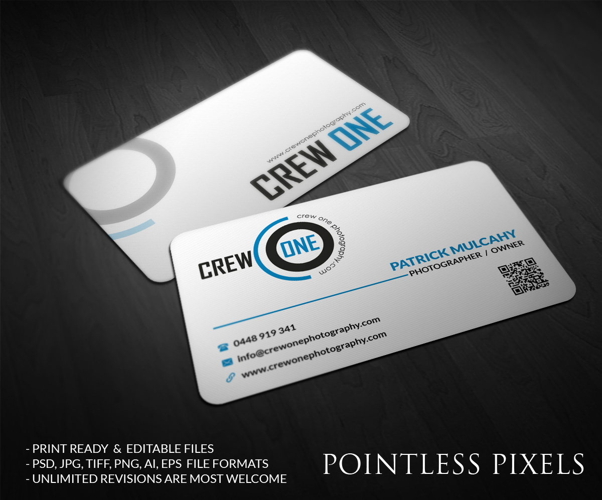 Diseño de Tarjeta de Presentación por Pointless Pixels India para Crew One Photography | Diseño #5011382