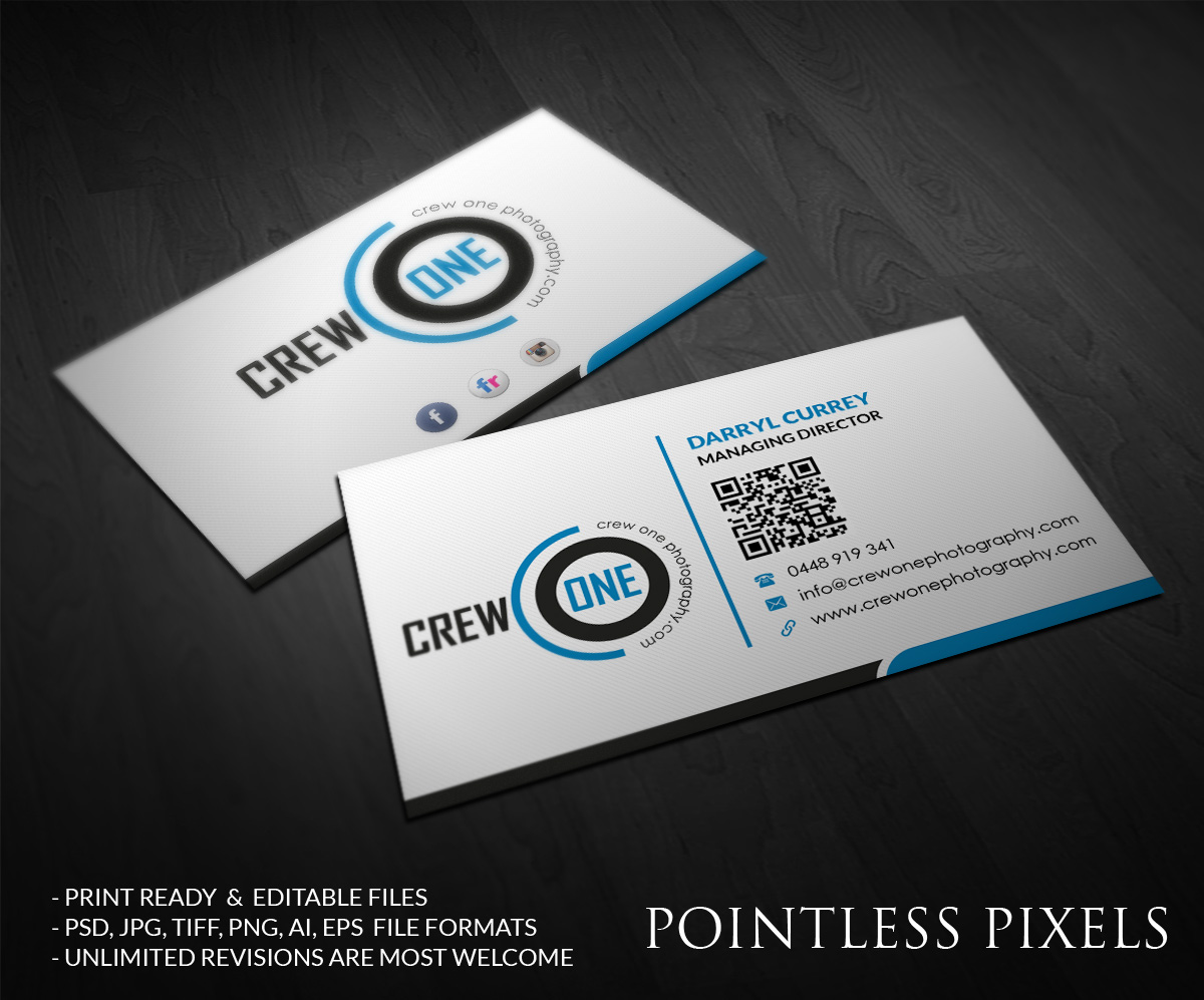 Design de Carte de Visite par Pointless Pixels India pour Crew One Photography | Design #5011396