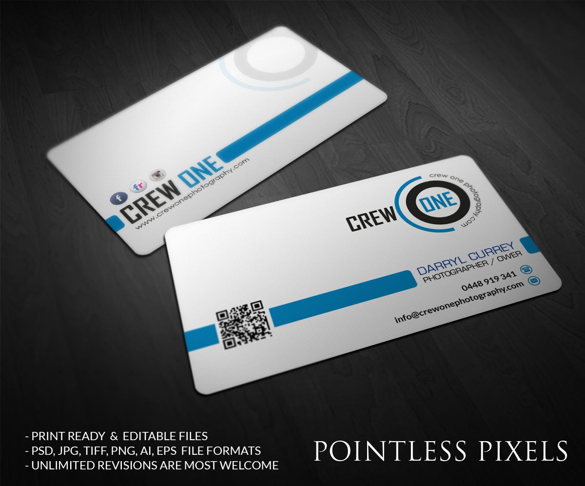 Business Card Design by Pointless Pixels India for Crew One Photography | Design #5013054