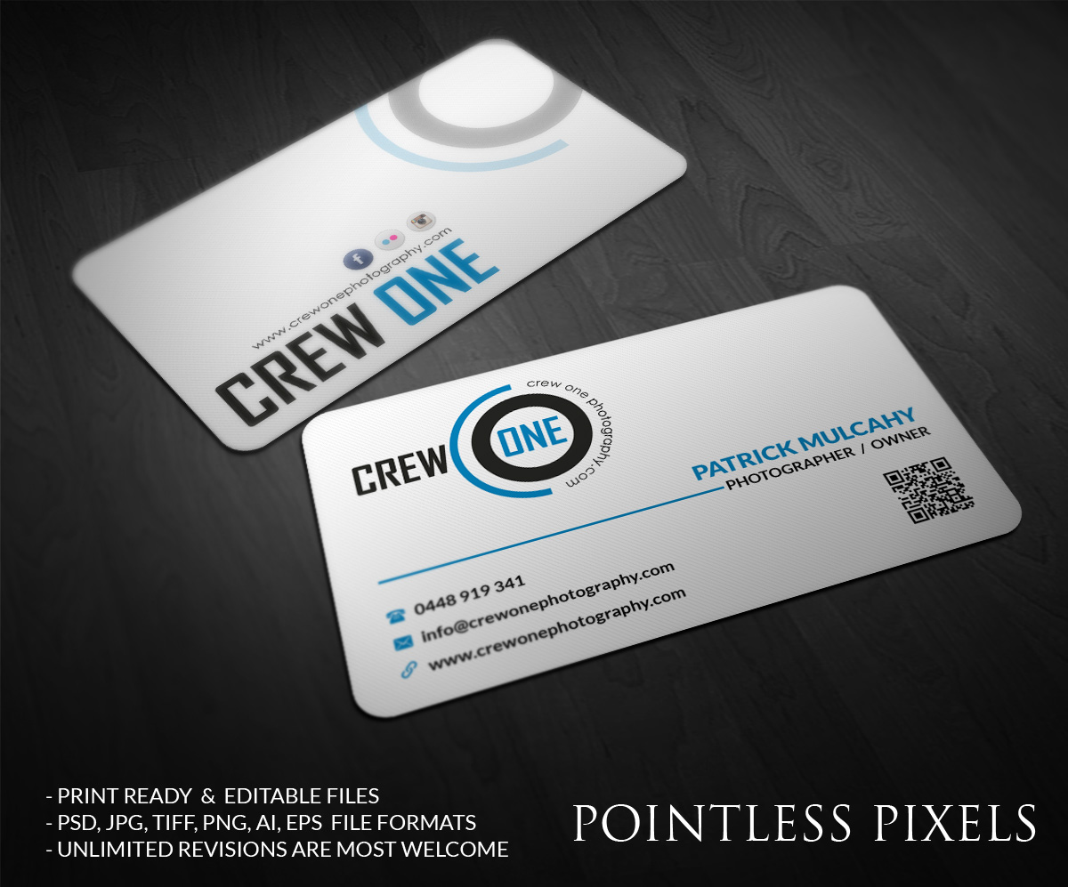 Diseño de Tarjeta de Presentación por Pointless Pixels India para Crew One Photography | Diseño #5017169