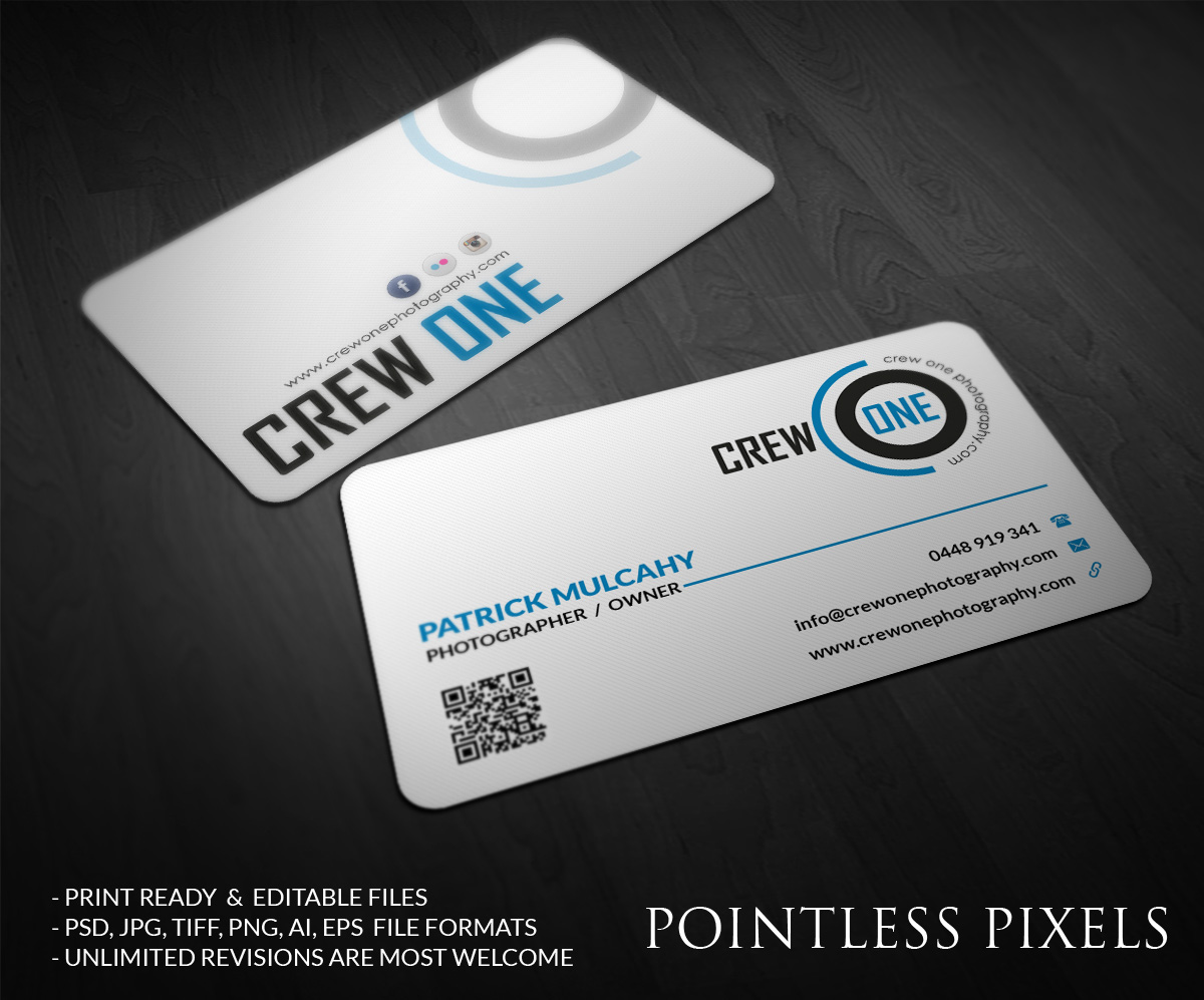 Business Card Design by Pointless Pixels India for Crew One Photography | Design #5017263
