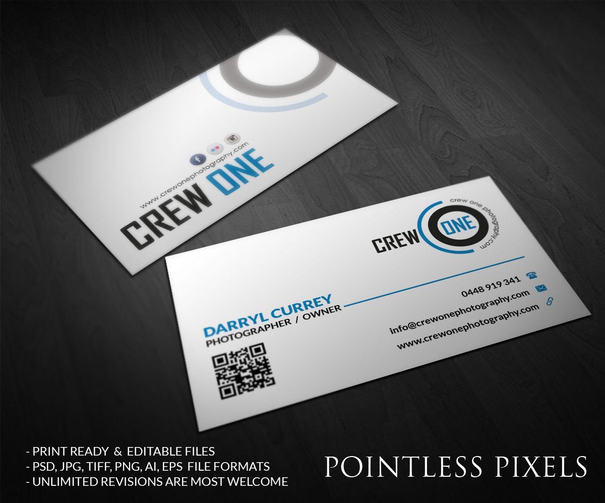 Diseño de Tarjeta de Presentación por Pointless Pixels India para Crew One Photography | Diseño #5069888