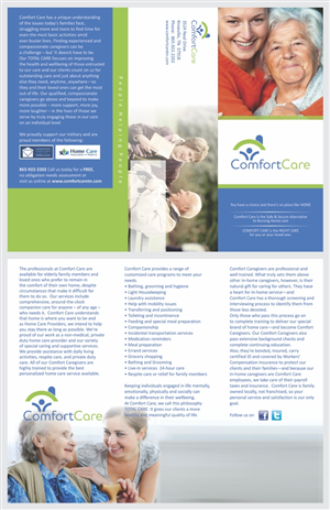 Diseño de Brochure por barinix para Comfort Care | Diseño: #1389857