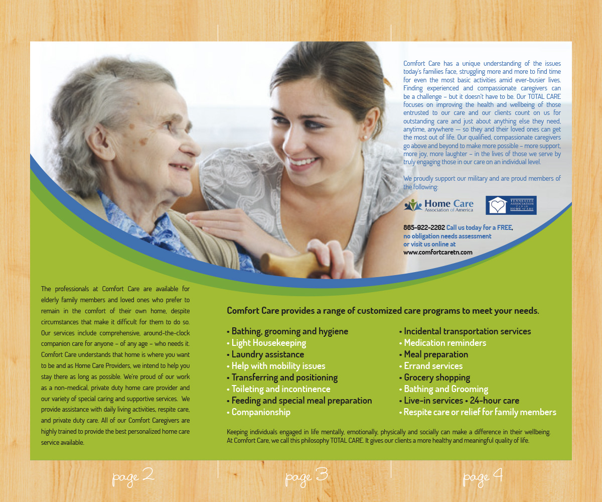 Diseño de Brochure por Ivansan para Comfort Care | Diseño #1395770