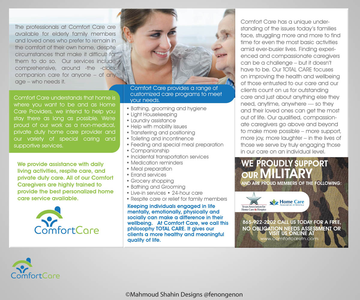 Broschüren-Design von Mahmoud Shahin für Comfort Care | Design #1411220
