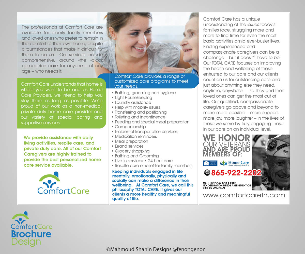 Broschüren-Design von Mahmoud Shahin für Comfort Care | Design #1436814