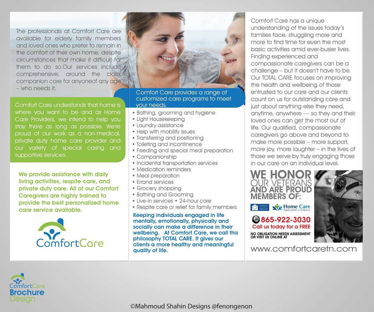 Broschüren-Design von Mahmoud Shahin für Comfort Care | Design #1442310