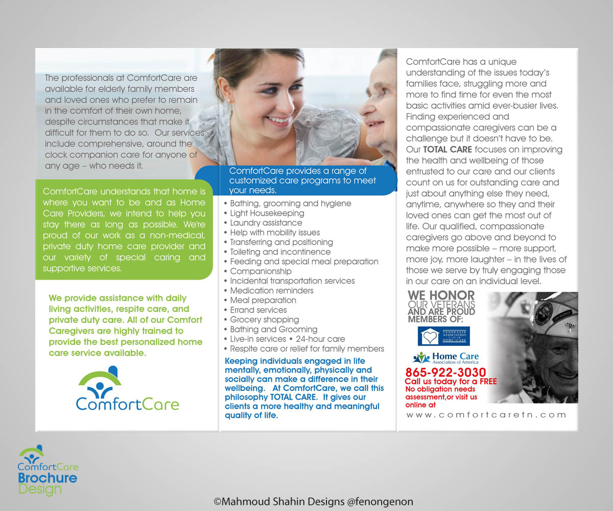 Brochure Design by Mahmoud Shahin for Comfort Care | Design #1446051