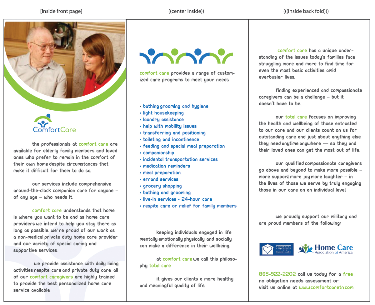 Diseño de Brochure por tane para Comfort Care | Diseño #1389366