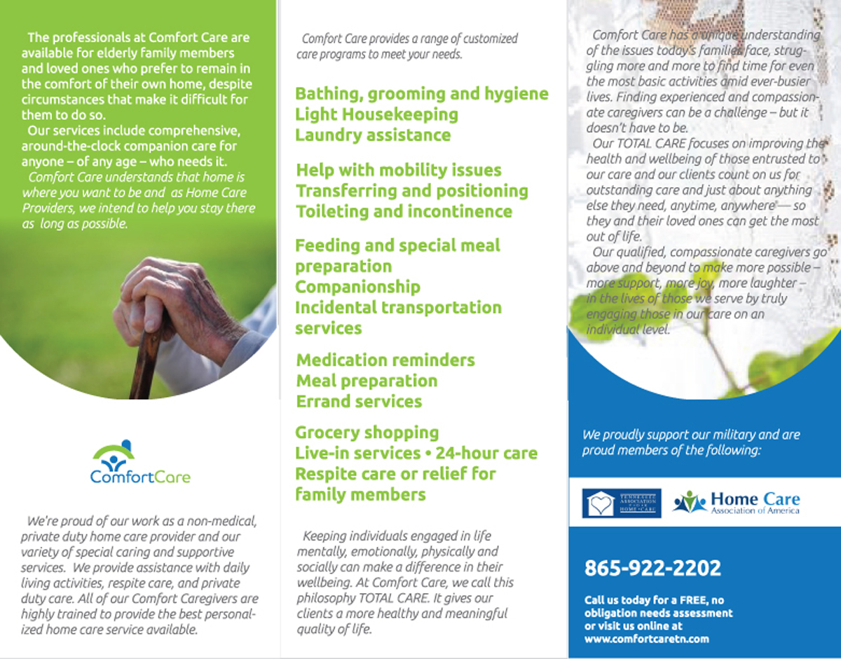 Diseño de Brochure por tane para Comfort Care | Diseño #1410100