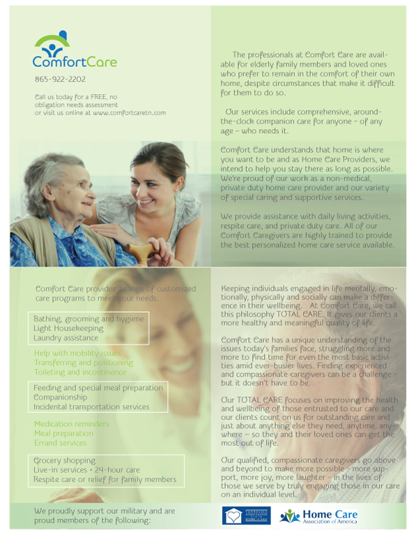 Broschüren-Design von tane für Comfort Care | Design #1417206