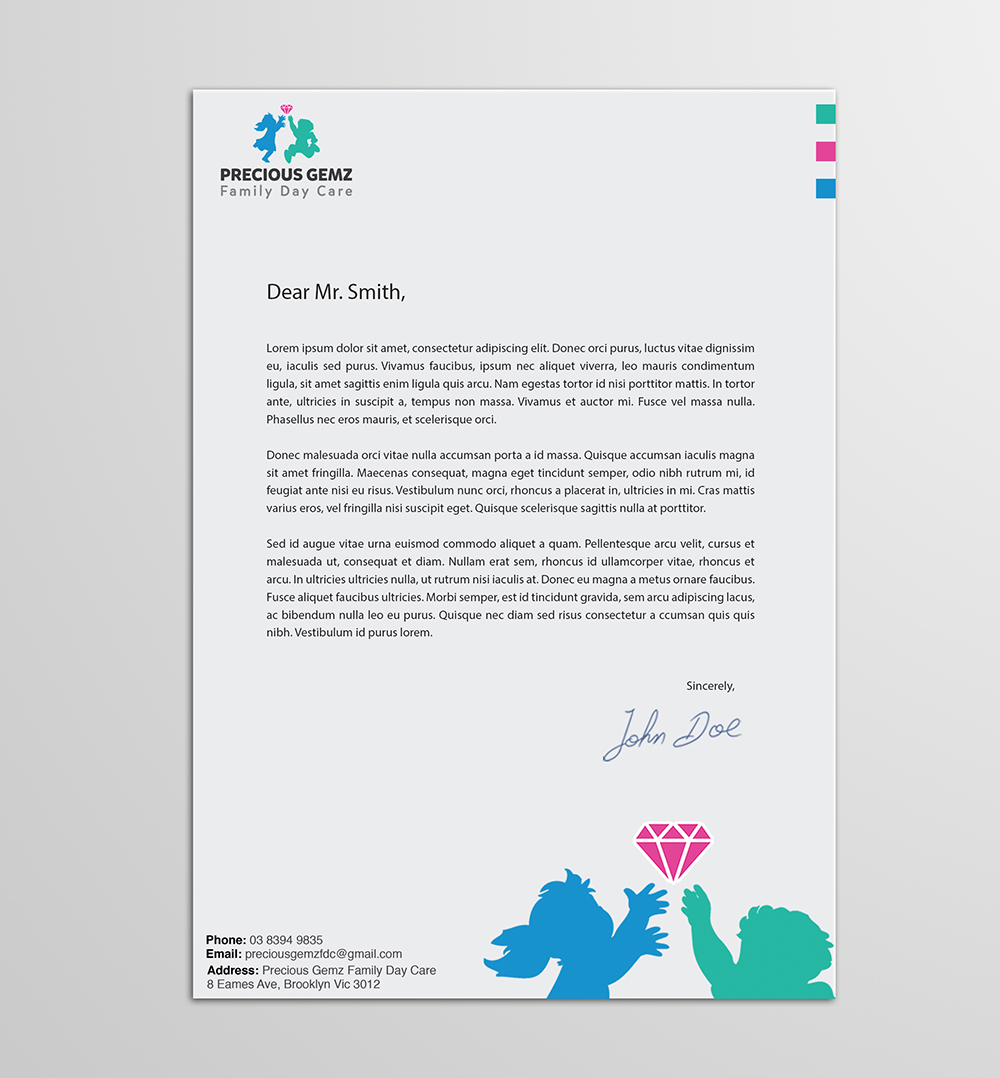 Briefkopf-Design von Armin Shohrati für Precious Gemz Family Day Care  | Design: #4948659