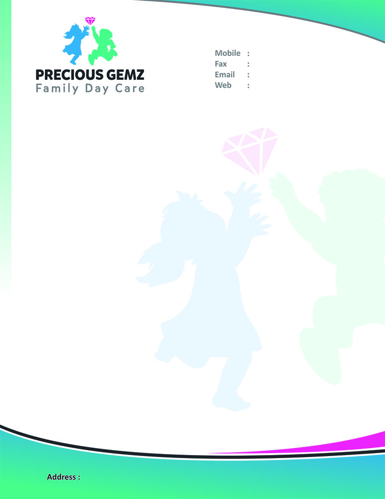Letterhead Design by Mahe for Precious Gemz Family Day Care  | Design #4946700