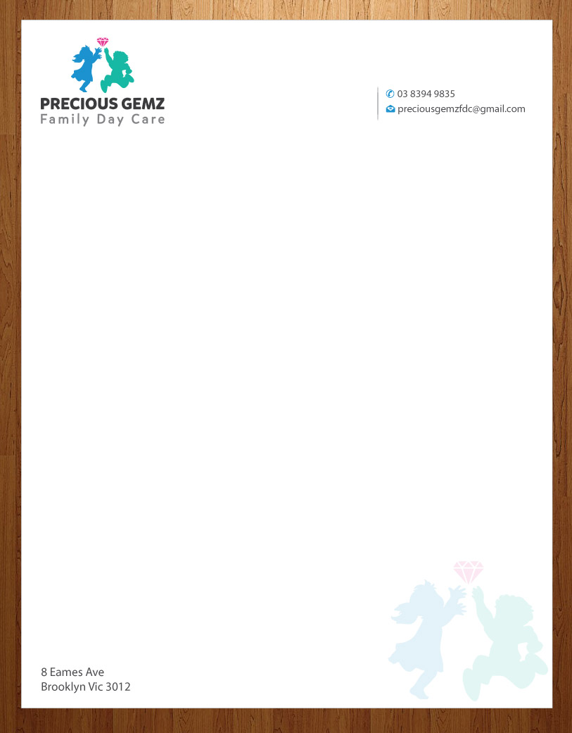 Letterhead Design by Infinitive Technology for Precious Gemz Family Day Care  | Design #4947619