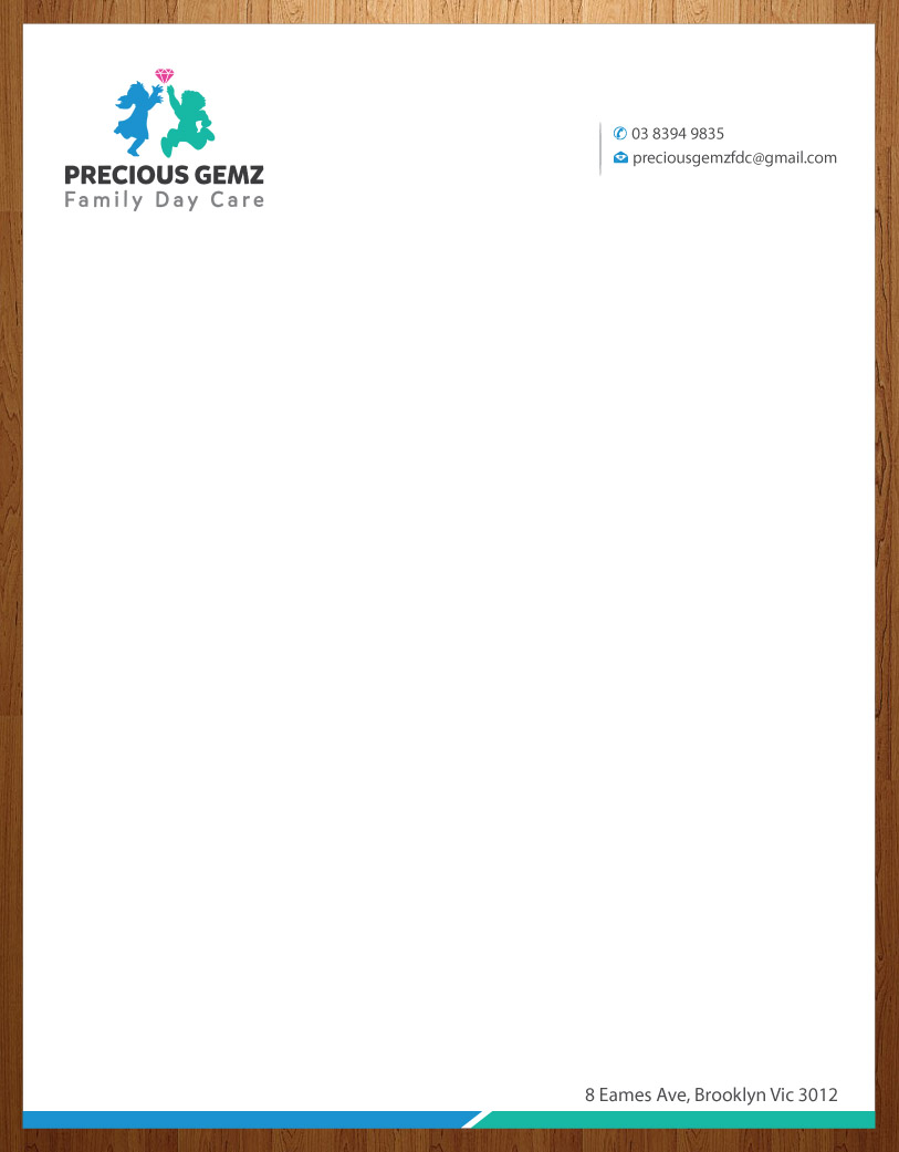 Letterhead Design by Infinitive Technology for Precious Gemz Family Day Care  | Design #4947621