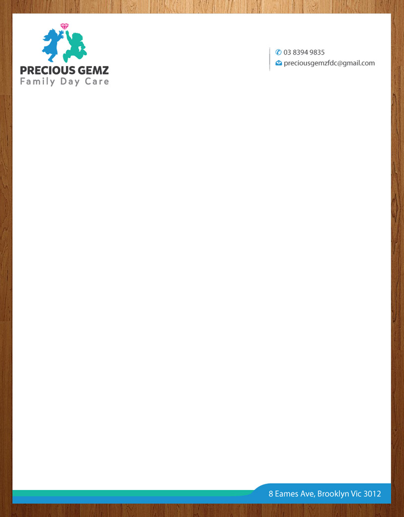 Letterhead Design by Infinitive Technology for Precious Gemz Family Day Care  | Design #4951535