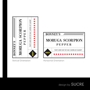 BONNEY'S needs a label design for a Moruga Scorpion Pepper Hot Sauce (5oz bottle) | Label Design by Sucre