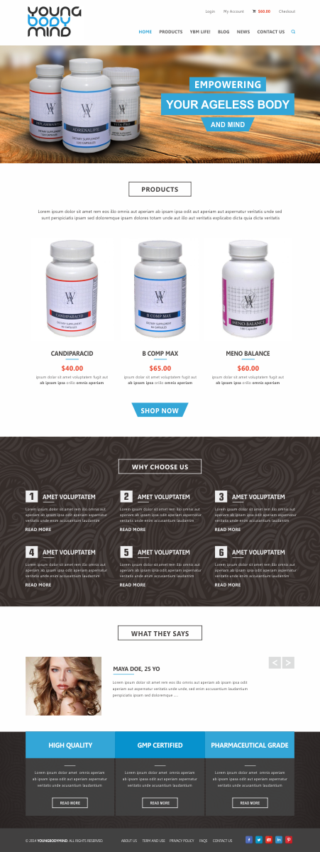 Web Design by Silverfox Studio for YoungBodyMind.com | Design #5101808