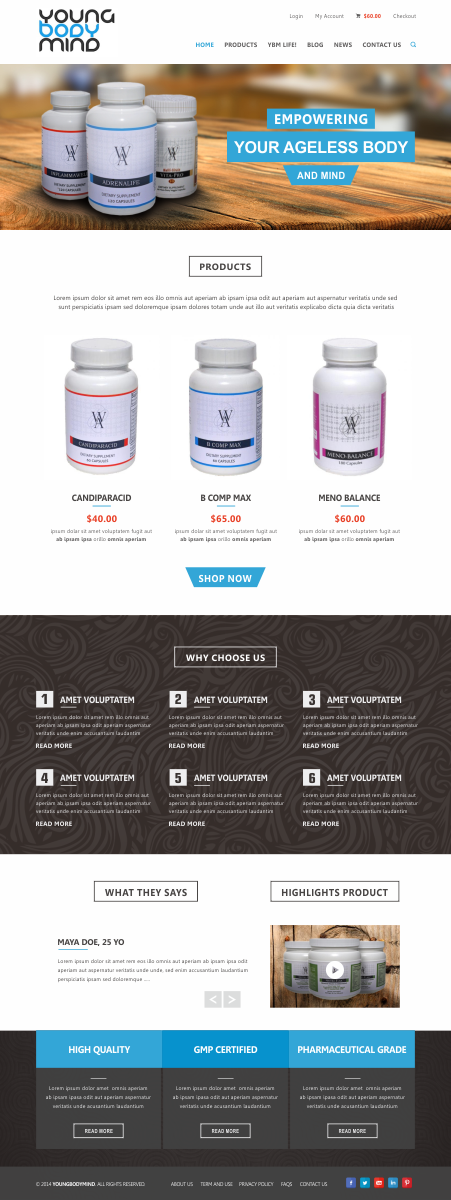 Web Design by Silverfox Studio for YoungBodyMind.com | Design #5102053