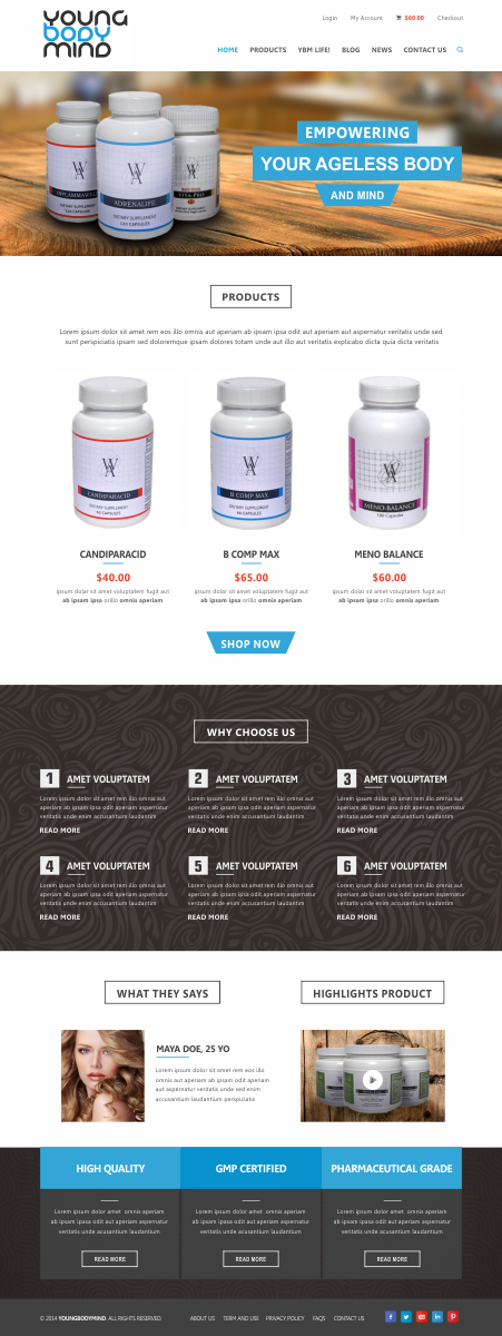 Web Design by Silverfox Studio for YoungBodyMind.com | Design #5102080