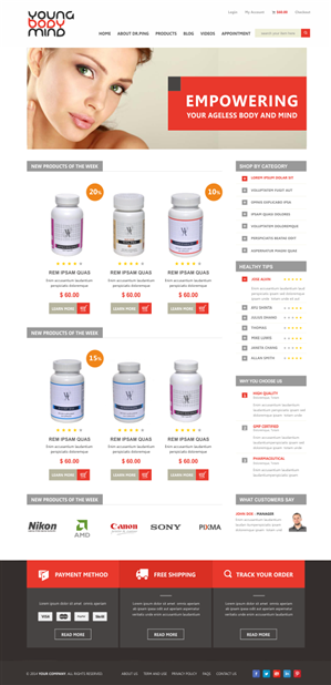 Web Design by Silverfox Studio for YoungBodyMind.com | Design: #5188106