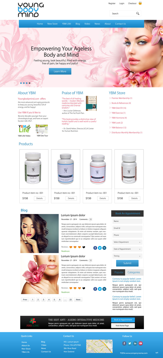 Web Design by pb for YoungBodyMind.com | Design #4986749