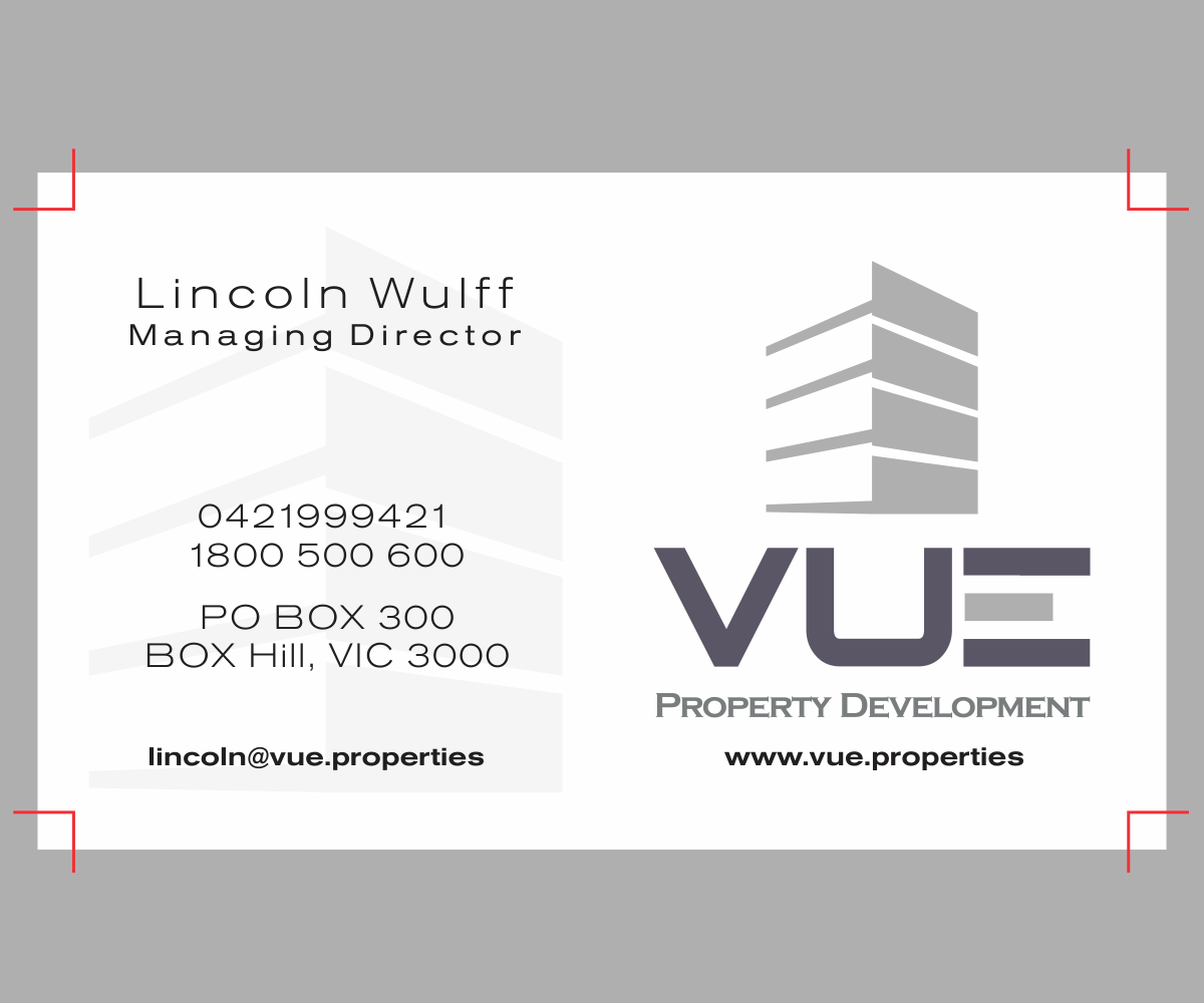 Business Card Design by dennis william gaylor for Vue Properties | Design #4994410