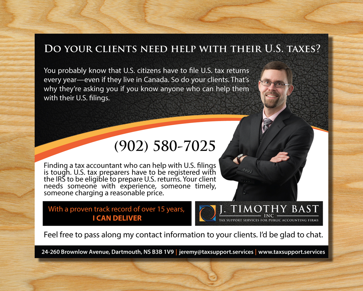 Postcard Design by HollyBlue Studio for Halifax Tax Consultancy Inc. | Design #4990352