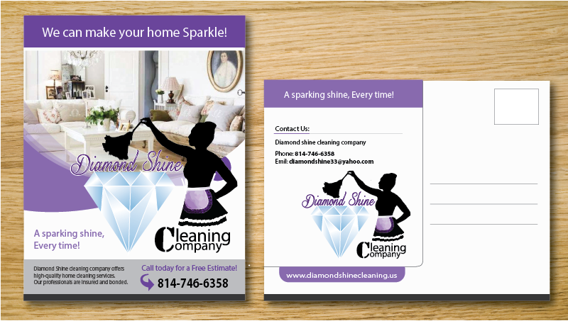 Design de Carte Postale par green82 pour Jenny''s Diamond Shine Cleaning Company | Design #5012657