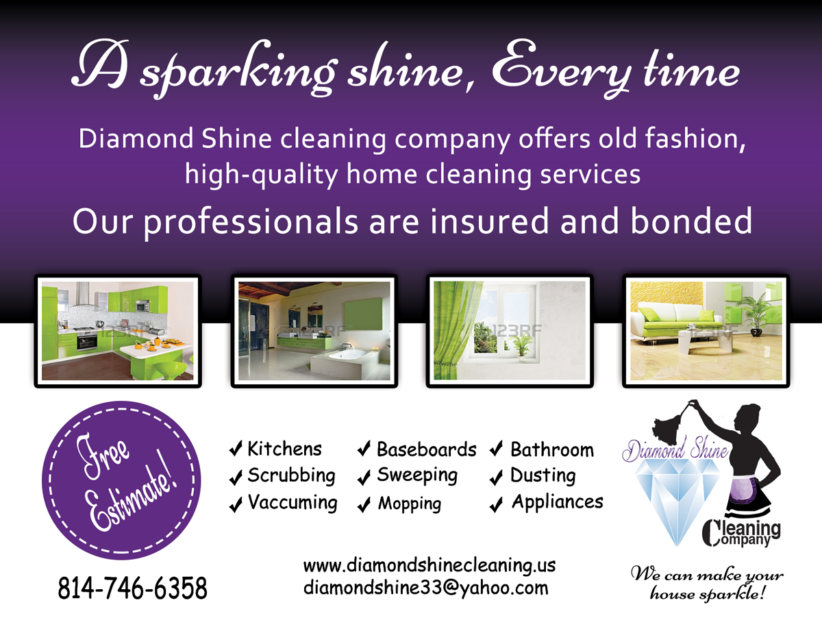 Design de Carte Postale par HollyBlue Studio pour Jenny''s Diamond Shine Cleaning Company | Design #5014954