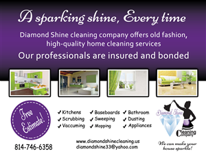 Postcard Design by HollyBlue Studio for Jenny''s Diamond Shine Cleaning Company | Design: #5014954