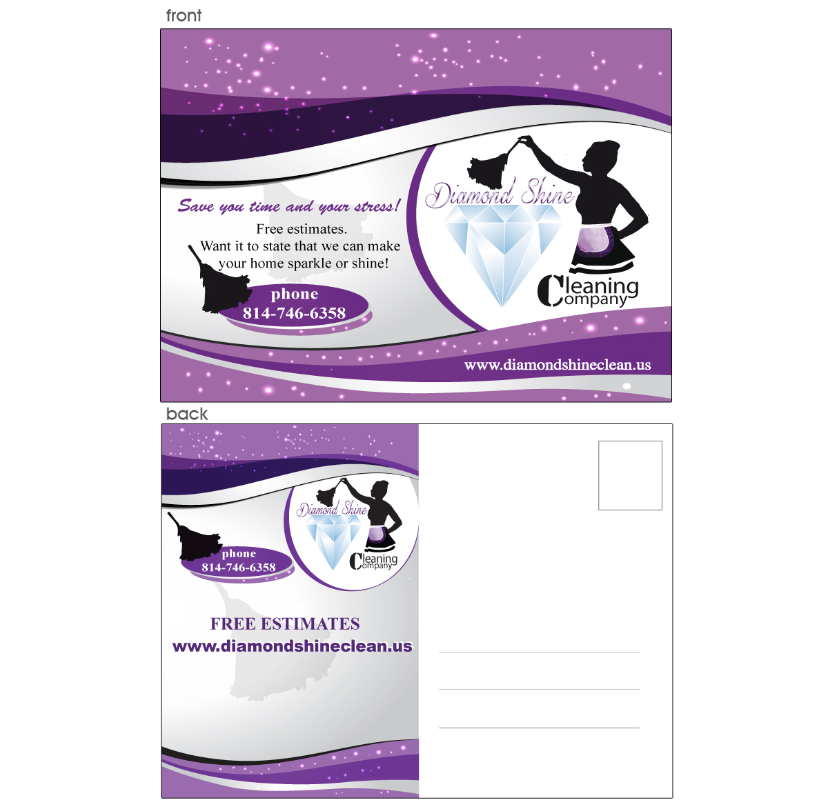Postkarten-Design von Maden für Jenny''s Diamond Shine Cleaning Company | Design #5005153